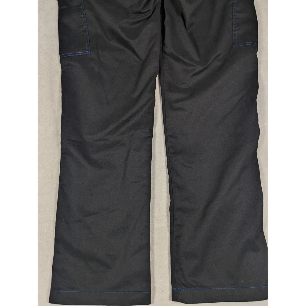 NEW True Religion Mens Cargo Pants Jet Black Pacific Blue Stitching Size 36